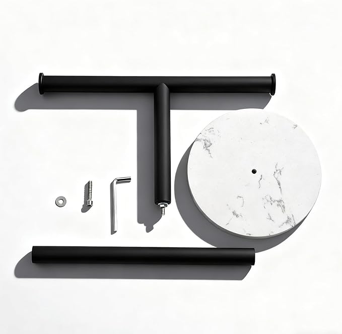 Hand Towel Holder, NEWRAIN Countertop Hand Towel Holder Stand, Stainless Steel Free Standing Hand Towel Rack with Heavy Marble Base, for Bathroom Kitchen & Counter top, Matte Black