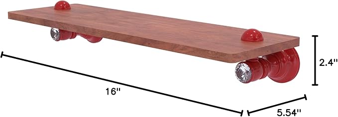 Allied Brass CC-1-16-IRW-FER Carolina Crystal Collection 16 Inch Wood Shelf, Fire Engine Red