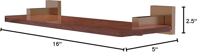 Allied Brass MT-1-16-IRW Montero Collection 16 Inch Solid IPE Ironwood Wood Shelf, Brushed Bronze