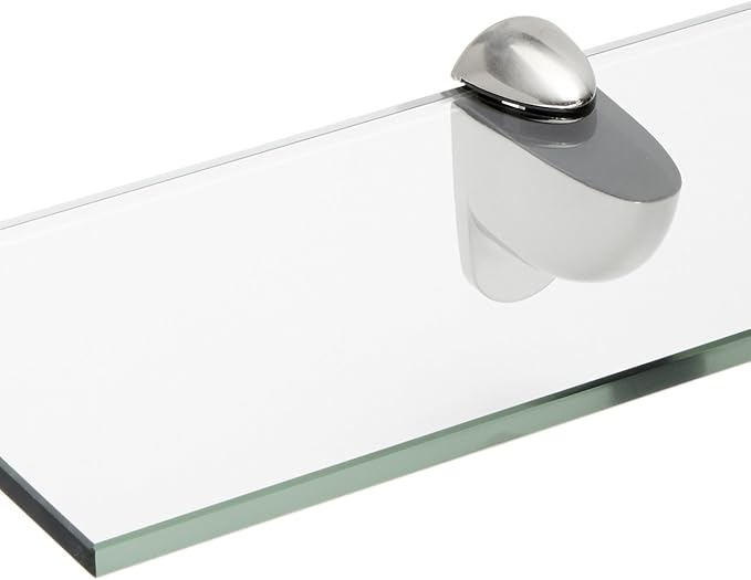 Spancraft Glass H-8x18-Brushed Steel Heron Glass Shelf, Brushed Steel, 8" x 18"