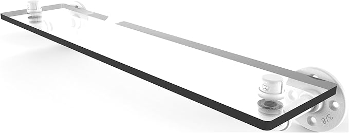 Allied Brass P-400-22-GS Pipeline Collection 22 Inch Glass Shelf, Matte White