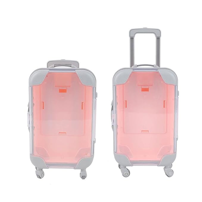 Fake Eyelash Organizer Case Eyelash Extension Mini Suitcase Lashes Organizer Packing Makeup Container Luaage Box for Women Travel 2 Eyelash Tray (Pink)