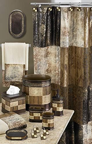 Zahari Home 4pc Zambia Stylish Bathroom Accessories Set Soap Pump, Tumbler, Tooth Brush Holder and Soap Dish Modern Classic Luxury Contemporary Decor Unique Design Animal Western Bath Set
