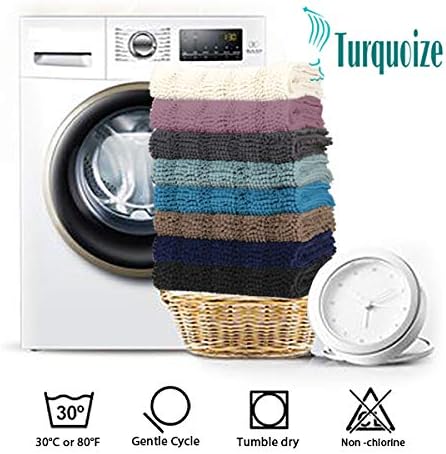 Turquoize Chenille Bathroom Rugs Set Non-Slip Bath Mats for Bathroom Super Absorbent Shaggy Rugs for Tub Shower Toilet Plush Bath Rug Plus U Shaped Rug (Standard: 20" x 32" and 20" x 20" U), Taupe