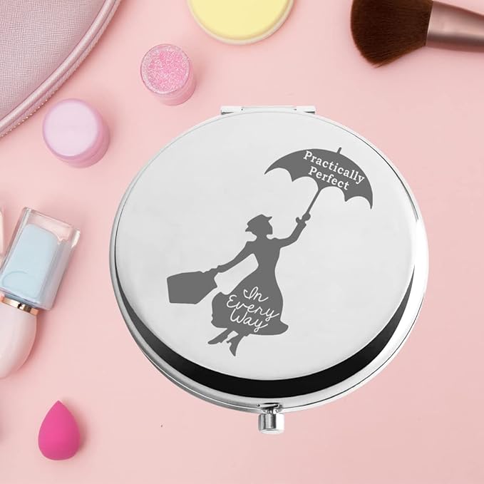 KEYCHIN Mary Qoute Pocket Mirror Mary Fans Gift Practically Perfect in Every Way Umbrella Compact Mirror (Practically Perfect Mirror-S)