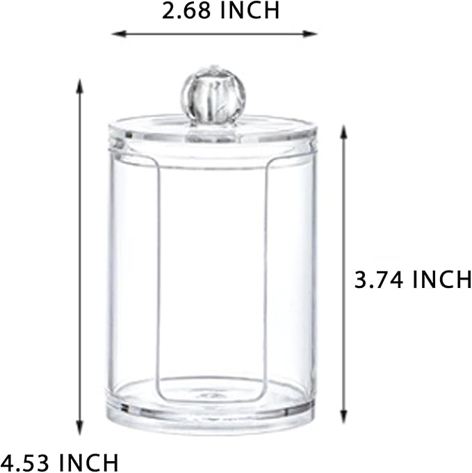10oz Clear Plastic Cotton Round Holder Organizer - Shatterproof Vertical Makeup Pad Dispenser Canister with Lid for Bathroom Vanity Storage, Apothecary Jar for Face Cleaning Pads & Skincare