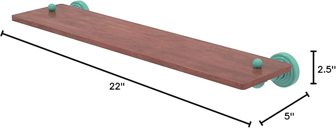 Allied Brass WP-1-22-IRW-SFG Waverly Place Collection 22 Inch Solid IPE Ironwood Shelf, Sea Foam Green