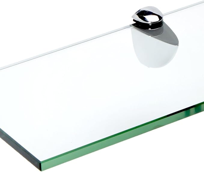 Spancraft Glass P-6x21-Chrome Peacock Glass Shelf, Chrome, 6" x 21"