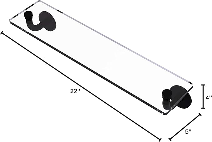 Allied Brass RM-1-22 Remi Collection 22 Inch Vanity Beveled Edges Glass Shelf, Matte Black