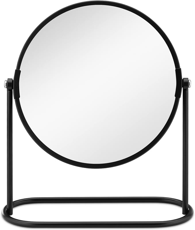 Navaris Cosmetic Mirror For Table Top - Desktop Mirror For Makeup And Grooming - Double Sided With 2x Magnification Mirror, 7.6" x 7.1" x 2.4"
