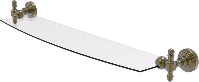 Allied Brass RW-33/24-ABR Retro Wave 24 Inch Glass Shelf, Antique Brass