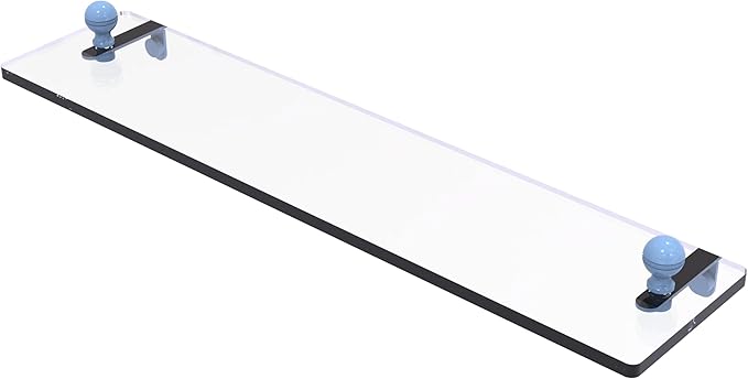 Allied Brass MA-1/22-FTB Mambo 22 Inch Glass Vanity Shelf with Beveled Edges, Flat Troll Blue