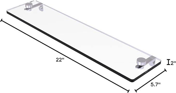 Allied Brass MT-1-22 Montero Collection 22 Inch Vanity Beveled Edges Glass Shelf, Satin Chrome