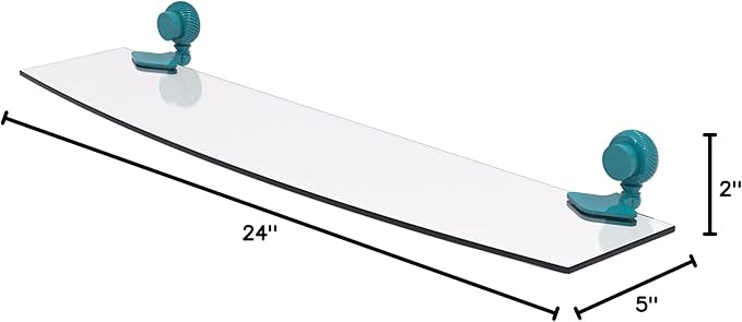 Allied Brass 433T/24-GLT Venus Collection 24 Inch Glass Shelf with Twist Accents, Glokzin Teal