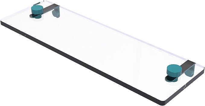 Allied Brass NS-1/16-GLT 16 Inch Glass Vanity Shelf with Beveled Edges, Glokzin Teal