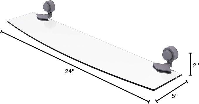 Allied Brass 433/24 Venus Collection 24 Inch Glass Shelf, Matte Gray