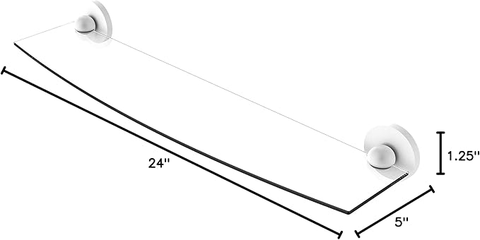 Allied Brass 1033/24 Skyline Collection 24 Inch Glass Shelf, Matte White