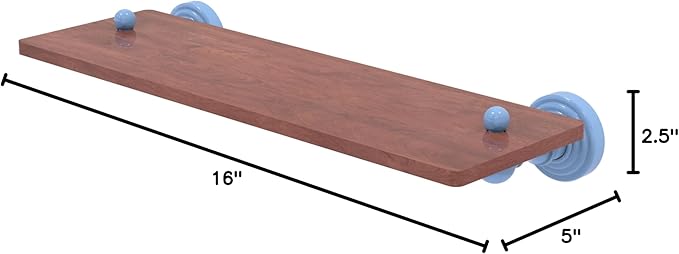 Allied Brass WP-1-16-IRW-FTB Waverly Place Collection 16 Inch Solid IPE Ironwood Shelf, Flat Troll Blue