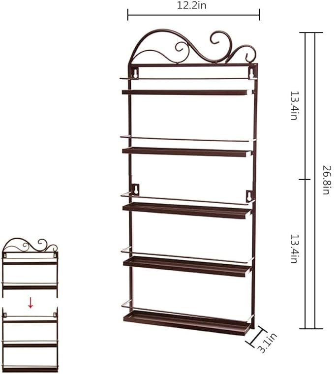 ERYTLLY Wall Mounted Nail Polish Rack, Rectangle Nail Storage Organizer, Salon Shelf Organizer (Brown)