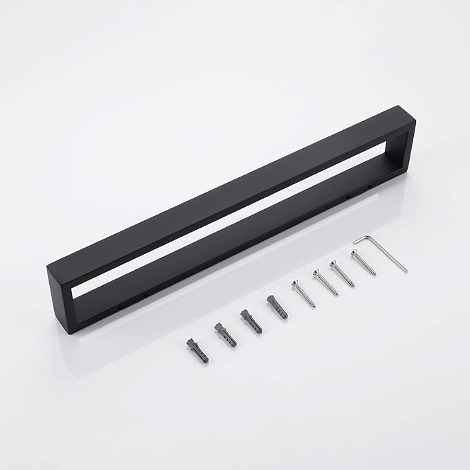 Miyili 15-3/4 Inch Towel Bar Matte Black SUS 304 Stainless Steel Hand Towel Holder for Bathroom Kitchen Wall Mounted, D03B40