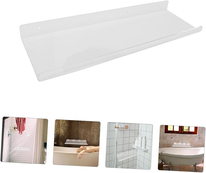 Wall Mounted Storage Shelf Acrylic Floating Bathroom Shelf for Convenient Organization Space-Saving Design for Kitchen and Bathroom Use