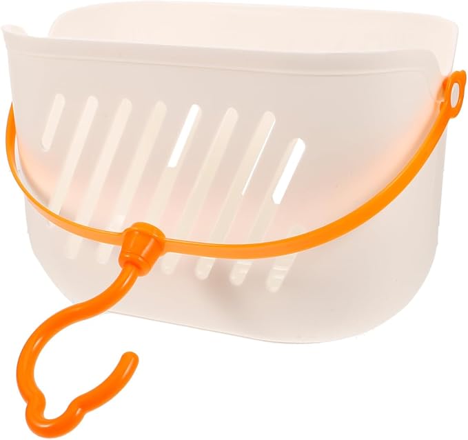 Angoily Small Shower Caddy, Plastic Hanging Basket for Shower with Hook Waterproof Storage Basket for Bathroom and Wall Mounted Organizer with Hollow Drainage Space Saving Storage Solution