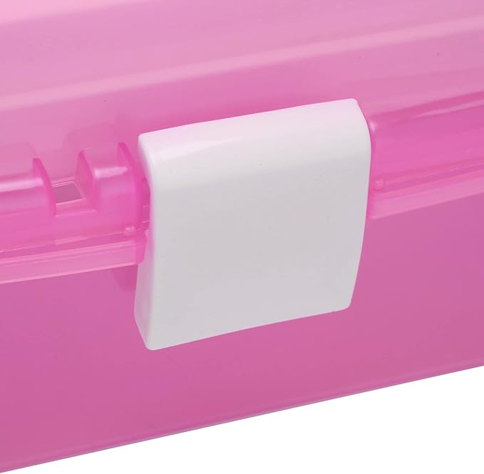 Zerodis 3 Layers Storage Box, Transparent Lid Plastic Portable Storage Box Sturdy Non Deformable Storage Case with Handle Art Craft Storage Box for Cosmetics Jewelry Nail Tools (Red)