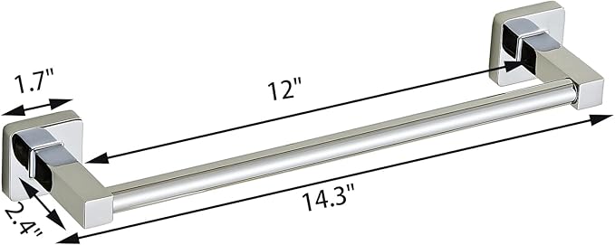 12 Inch Towel Racks for Bathroom Wall Mounted, Chrome Finish Stainless Rack with Towel Bar and Hand Towel Holder, Shower and Bath Towel Rack for Bathroom(Total Length 14-Inch)