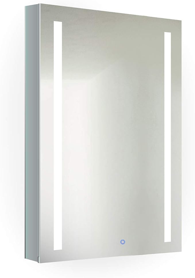 Krugg Kinetic LED Medicine Cabinet| Recessed or Surface Mount Mirror Cabinet w/Dimmer & Defogger (20"x30" Right Hinge)
