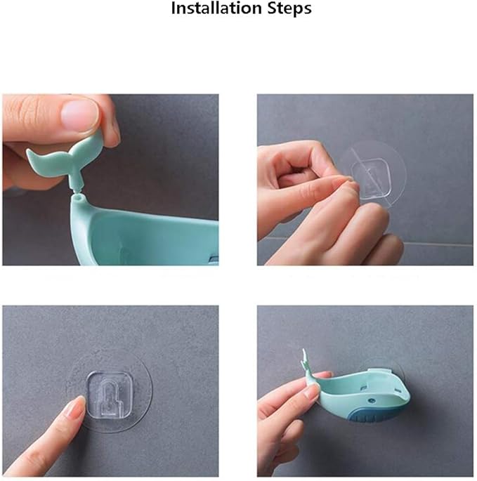 WFF Cartoon-Style Small Fish Soap, Removable, Easy to Clean, Keep Dry, Strong Suction Cup,for Bathroom, Kitchen and Travel (Color : B)