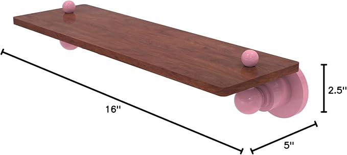 Allied Brass AP-1-16-IRW-PNK Astor Place Collection 16 Inch Solid IPE Ironwood Shelf, Pink