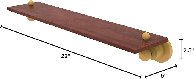 Allied Brass AP-1-22-IRW-SGL Astor Place Collection 22 Inch Solid IPE Ironwood Shelf, Spanish Gold