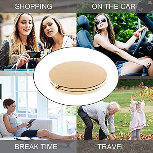 Gold Magnifying Compact Mirror for Purse - 1x/2x Magnification Travel Makeup Mirror 2.76 inch Double-Sided Mini Folding Mirror,Cute Small Pocket Mirror for Gift,Travel Essentials