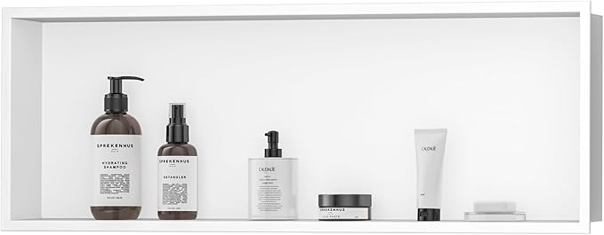 Neodrain Shower Niche, Insert Bathroom Storage Shower Shelf, Stainless Steel Recessed Wall Niche No Tiled Recessed Cabinet Waterproof for Shower Storage(White,36"x12")