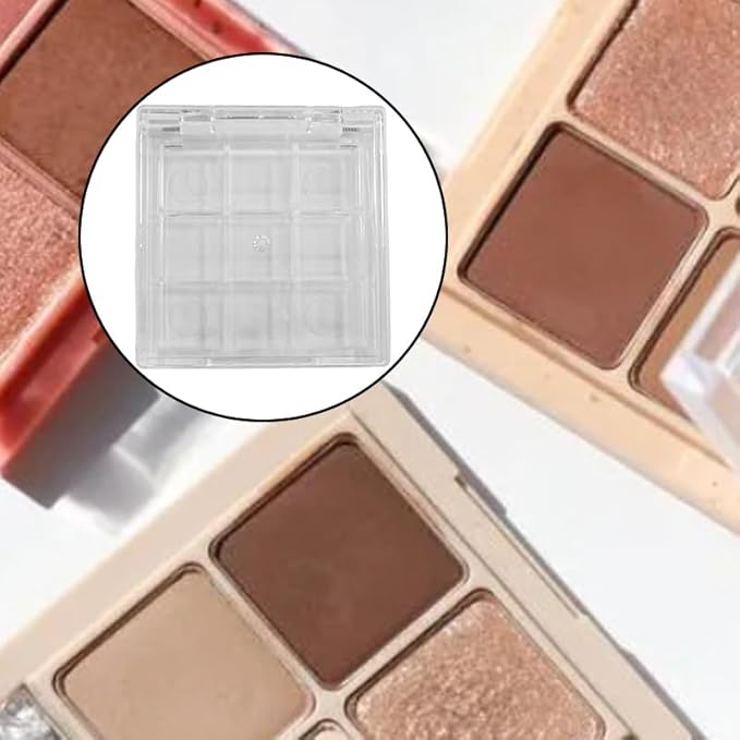 4Pcs 9-Grid Empty Makeup Palette Case - Clear Portable Blush Lipstick Eyeshadow Palette for Depotting, DIY & Travel Storage Organizer
