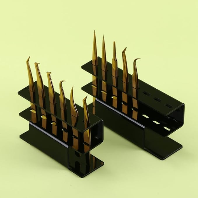 Acrylic Tweezers Holder, 6 Holes Tweezers Stand Display Organizer for Eyelash Extension Supplies Accessories Grafting Beauty Tools (6 Holes Black)