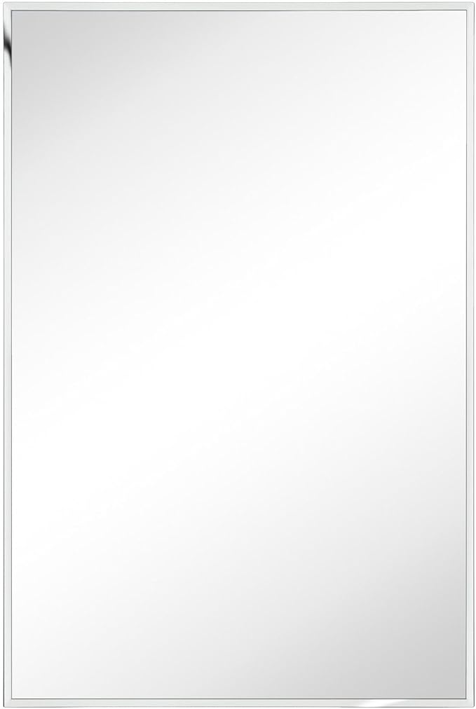 TEHOME 20'' x 30'' Chrome Recessed and Surface Mount Bathroom Medicine Cabinet with Mirror Square Cornered Metal Framed Rounded Rectangle Medicine Cabinet Mirror