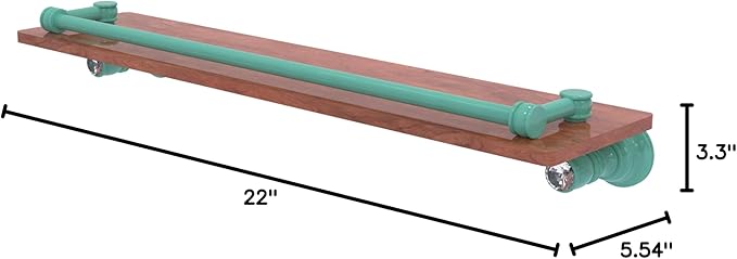 Allied Brass CC-1-22-GAL-IRW-SFG Carolina Crystal Collection 22 Inch Wood Shelf with Gallery Rail, Sea Foam Green