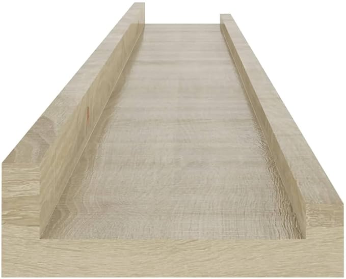 Sonoma Oak Wall Shelves Set of 2, 31.5 inch Floating for Living Room, Bedroom Decor, Rustic Wood Shelving for Storage Display with 11lb Capacity Each, Easy Mount MDF Shelves