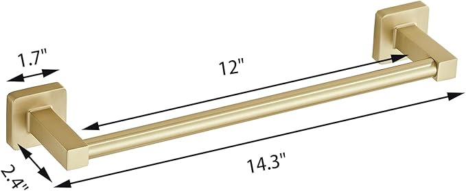 Wall Mounted Towel Rack for Bathroom, 12 Inch Brushed Light Gold Towel Bar with Stainless Rack and Hand Towel Holder, Bathroom Towel Racks and Shower Towel Rack (Gold, 14 Inch)