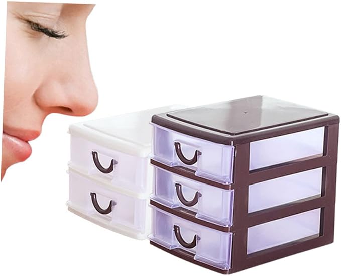 Multifunctional Plastic Storage Box with Drawer Handle Translucent Desktop Organizer for Office Cosmetics and Sundries Compact 6.88X5.90X5.11 Inch