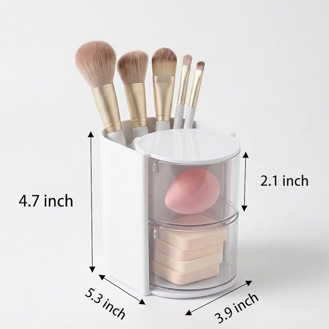2-Layer(white) Clear Hair Accessories Organizer,Hair Caddy Organizer,with Hair Brushes Holder Rotatable Small Jewelry Box for Hair Clip, Earring Necklaces, Makeup Brush, Hair Accessories.