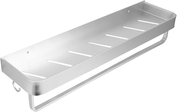 Compatibility for Space Aluminium Bathroom, Shelf Wall Mount Single Layer Shampoo Storage Rack(with Rod 带杆)
