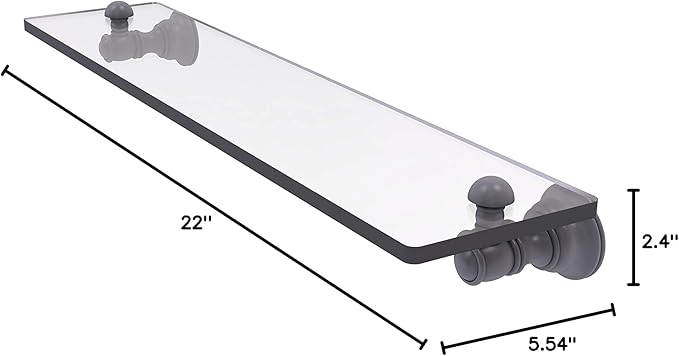 Allied Brass CL-1-22 Carolina Collection 22 Inch Glass Shelf, Matte Gray