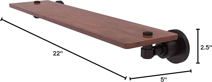 Allied Brass WS-1-22-IRW-ABZ Washington Square Collection 22 Inch Solid IPE Ironwood Shelf, Antique Bronze