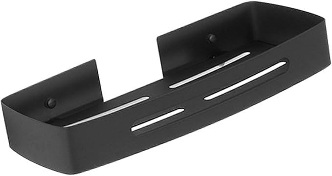 YUYTE Bathroom Shelf, Matte Black Wall Mounted Stainless Steel Storage with No Drill Installation, for Toiletries in Showers or Sinks (Black Single Layer Rack (No Drill Installation))