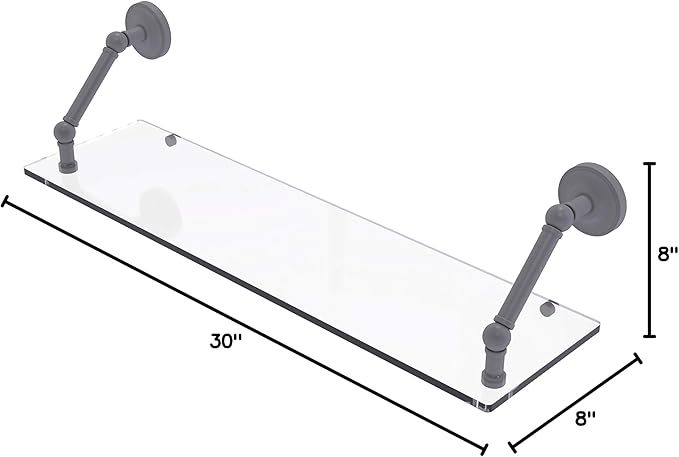 Allied Brass PR-1-30 Prestige Regal Collection 30 Inch Floating Glass Shelf, Matte Gray