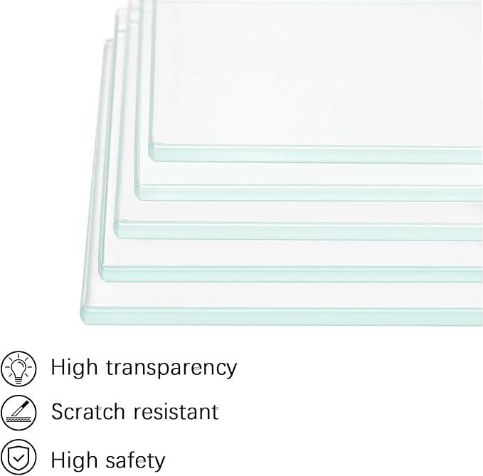 10" x 44" 5-PCS Tempered Glass Shelf, Rectangular Frameless Glass Shelves - 3/16" Thick, Suitable for Bookshelves, Display Cases, Retail Fixtures and Tabletops
