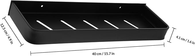 Wall-Mounted Storage Rack 40CM Adhesive Kitchen Bathroom Shelf Space Aluminum Organizer Black No Drill Installation for Sundries