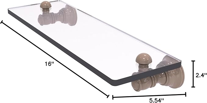 Allied Brass CL-1-16-SHB Carolina Collection 16 Inch Glass Shelf, Shaded Beige
